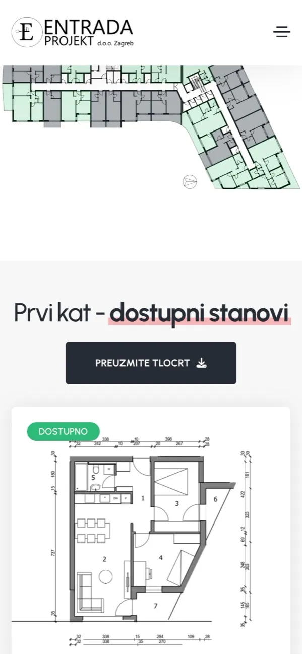 Entrada Projekt: podstranica na mobitelu